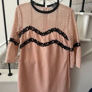 Chelsea28 Pink Lace Dress with Black Details